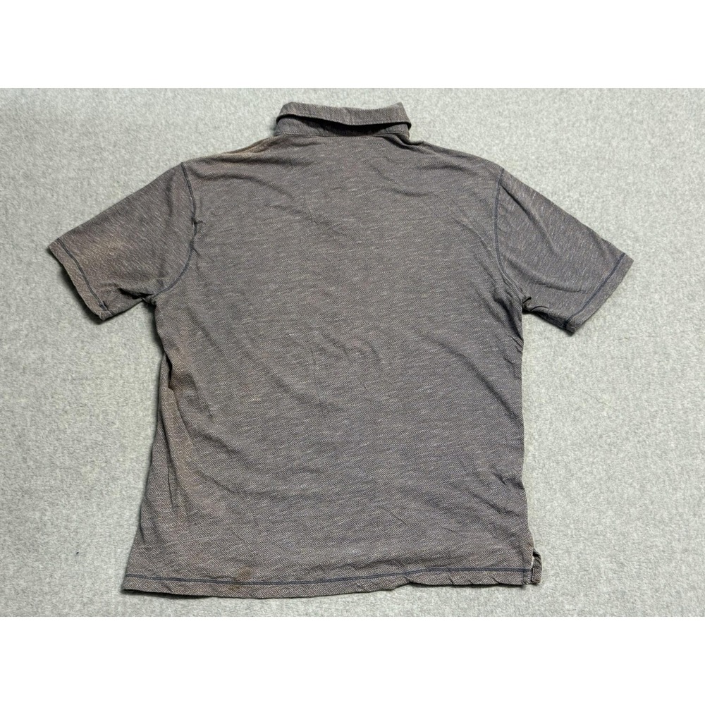 ROWM Polo Shirt Mens Large Gray Diamond Pattern Cotton Knit Short Sleeve - Picture 2 of 13
